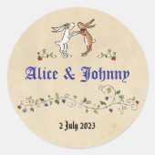 Animaux médiévaux mariés et groom autocollants ron (Devant)