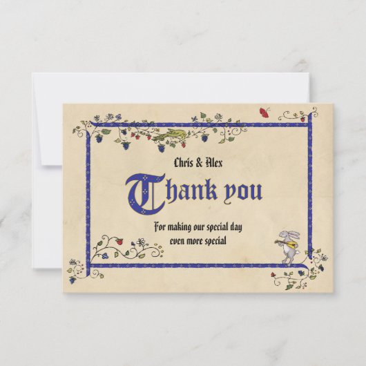 Animaux médiévaux merci carte à plat (Devant)