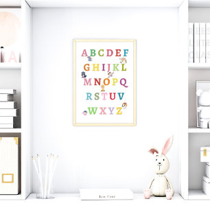 Animaux mignons Alphabet Baby Nursery Poster