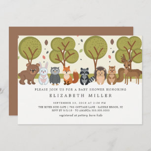 Animaux mignons Baby shower forestier Invitation