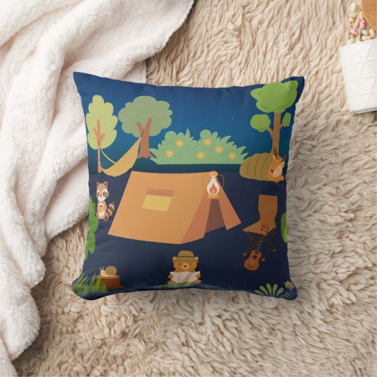 Animaux mignons Camping Lancer Oreiller (Couverture)