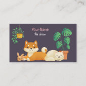 Animaux mignons Cartes de visite assis avec un ani (Devant)