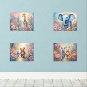 Animaux mignons dans les Jardins aux Fleurs Pastel (Parquet)