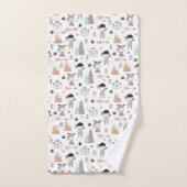 Animaux mignons de région boisée et motif indien (Serviette à main)