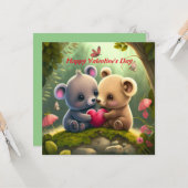 Animaux mignons en amour carte (Devant/Arrière en situation)