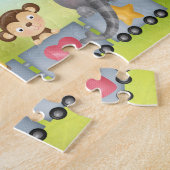 Animaux mignons et fille en train Puzzle (Côté)