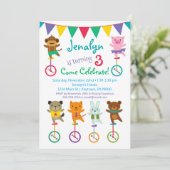 Animaux mignons Invitation Anniversaire Unicycle C (Debout devant)