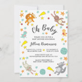 Animaux mignons Invitation Baby shower étoile et l (Devant)