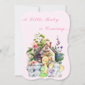 Animaux mignons Invitation Baby shower | Rose (Devant)