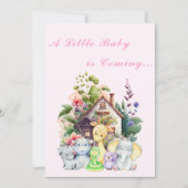 Animaux mignons Invitation Baby shower | Rose (Devant)