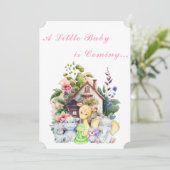 Animaux mignons Invitation Baby shower | Rose (Debout devant)
