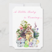 Animaux mignons Invitation Baby shower | Rose (Devant)