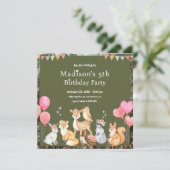 Animaux mignons Invitation d'anniversaire (Debout devant)
