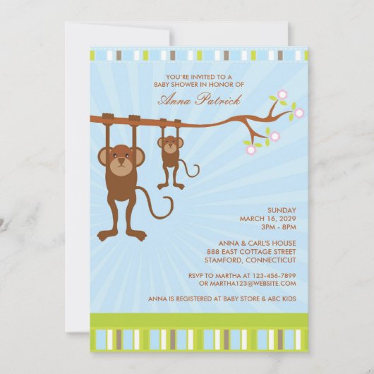 Animaux mignons Invitation plat Baby shower (Devant)