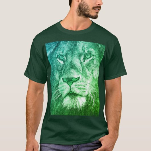 Animaux Modèles Mens Modernes T-Shirts Lion Visage (Devant)