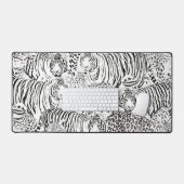 Animaux modernes de tigres léopards noirs blancs (Clavier et souris)