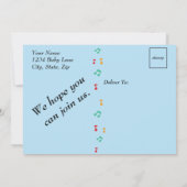 Animaux musicaux mignons Invitation Baby shower (Dos)