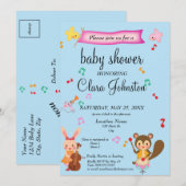 Animaux musicaux mignons Invitation Baby shower (Devant / Derrière)