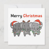 Animaux Noël Éléphants Invitation Joyeux (Devant)