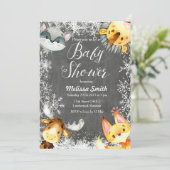 Animaux Noël Woodland Baby Shower Invitations (Debout devant)