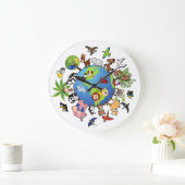 Animaux pour la paix du monde - horloge ronde (Maison)