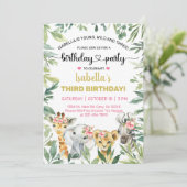 Animaux Safari fille invitation d'anniversaire, n' (Debout devant)