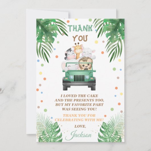 Animaux Safari Wild One Carte de remerciements (Devant)