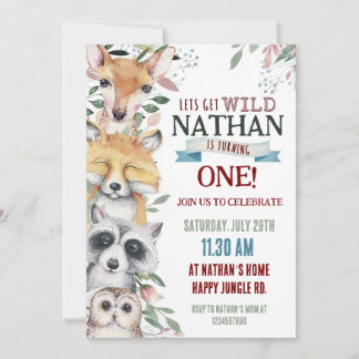 Animaux sauvages Invitation fête d'anniversaire