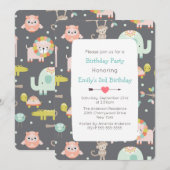 Animaux sauvages jolies et colorées Invitation de (Devant / Derrière)