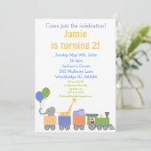 Animaux Sur Invitations D'Anniversaire De Train (Debout devant)