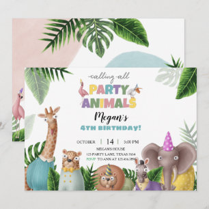 Animaux tropicaux Invitation d'anniversaire