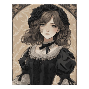 Anime AI Wonderland:  Little Black Dress Perfect Poster