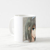 Anime aux cheveux foncés fille yeux gris café Mug (Devant gauche)