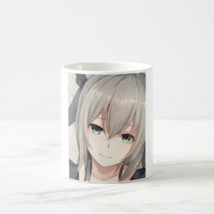 Anime aux cheveux gris fille aqua yeux Café Mug
