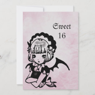 Anime Bat Girl Gothic Fantasy Sweet 16 Birthday Kaart