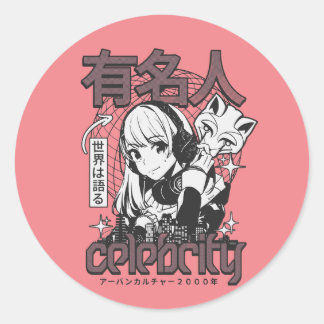 anime_beroemdheid_meisje_japans_cyber ronde sticker