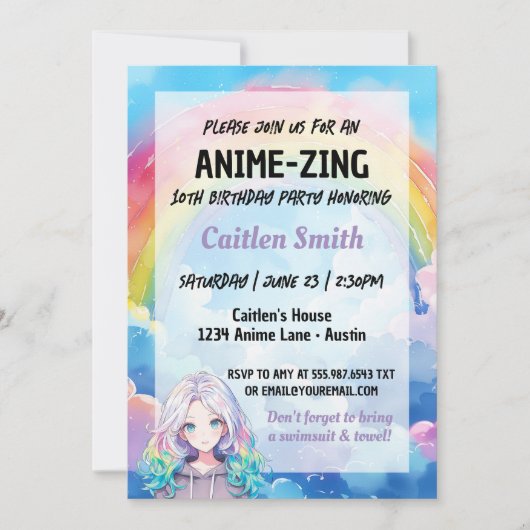 Anime Birthday Rainbow Anime-zing Uitnodiging (Voorkant)
