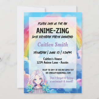 Anime Birthday Rainbow Anime-zing Uitnodiging