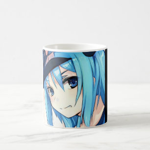 Anime blauw-harige meisjesogen KoffieMok