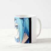 Anime bleu cheveux fille yeux bleu café Mug (Devant droit)