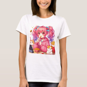 Anime Bliss: Meisje, Aardappelen, en Huisdier T-shirt