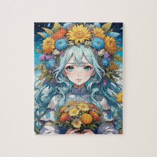 Anime bloemen legpuzzel
