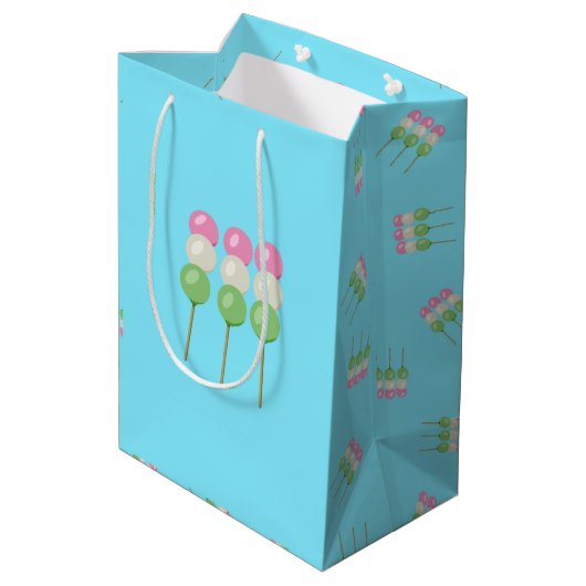 Anime Blue Pastel Dango Gift Bag Medium Cadeauzakje (Achterkant Gekanteld)