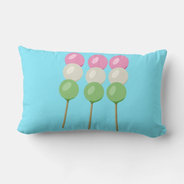 Anime Blue Pastel Dango Sierkussen Kussen (Achterkant)