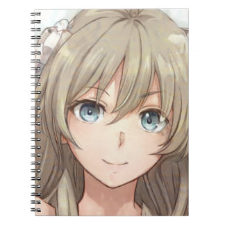 Anime bruine haren meisje met blauwe ogen notitieboek
