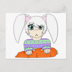 Anime Bunny Rabbit Boy met wortel Briefkaart