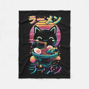Anime Cat Eating Ramen Japanese Ramen Cat Japan Fleece Deken