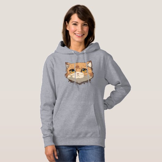 Anime Cat Face Hoodie (Voorkant volledig)