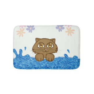 Anime Cat in water Badmat