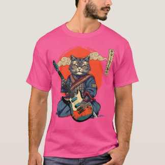 Anime Cat Japanese Samurai Tattoo Kawaii Ninja Gui T-shirt